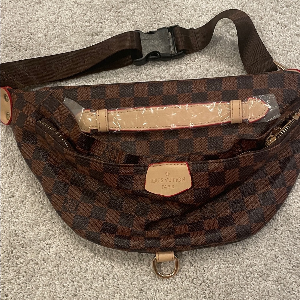Brown Checkered Belt Bag